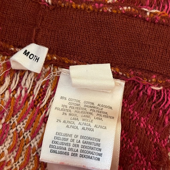 MOTH Anthropologie Durango Patchwork Knit Vest Cardigan Boho Fringe Pom Pom XS S - Picture 7 of 7